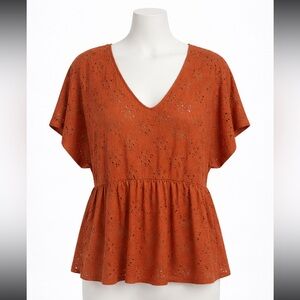 Nanette Lepore Terracotta Lace Blouse